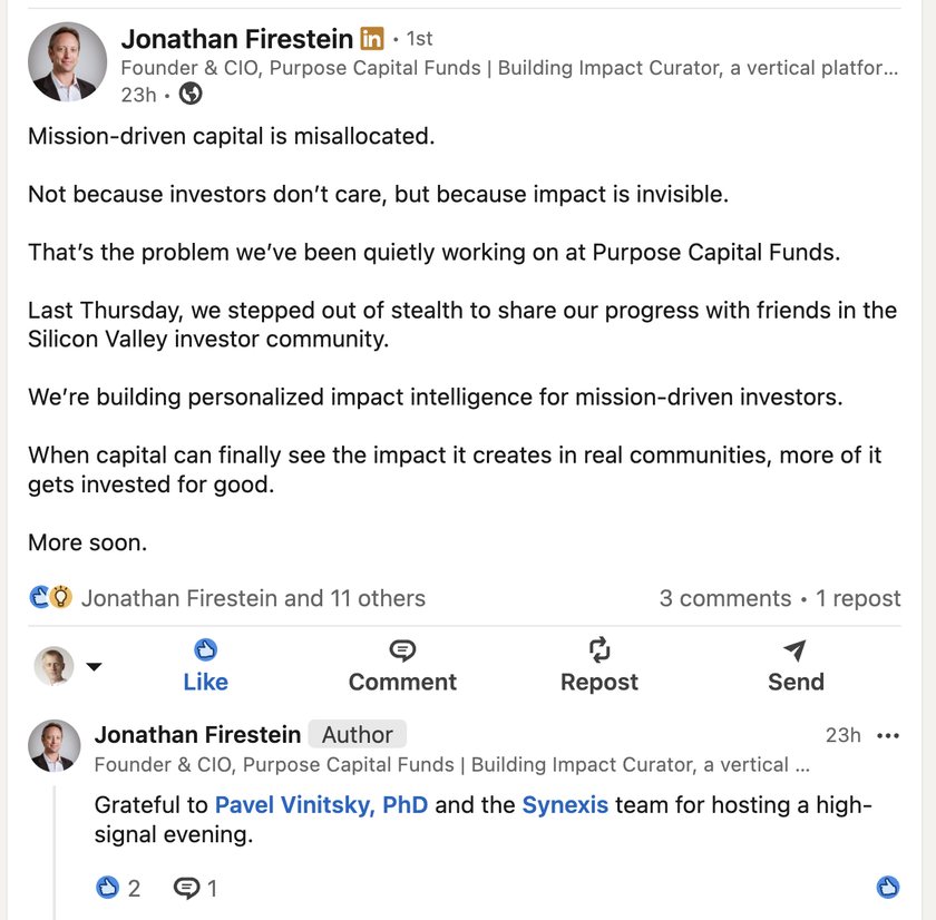 Jonathan Firestein on LinkedIn about Synexis Premium