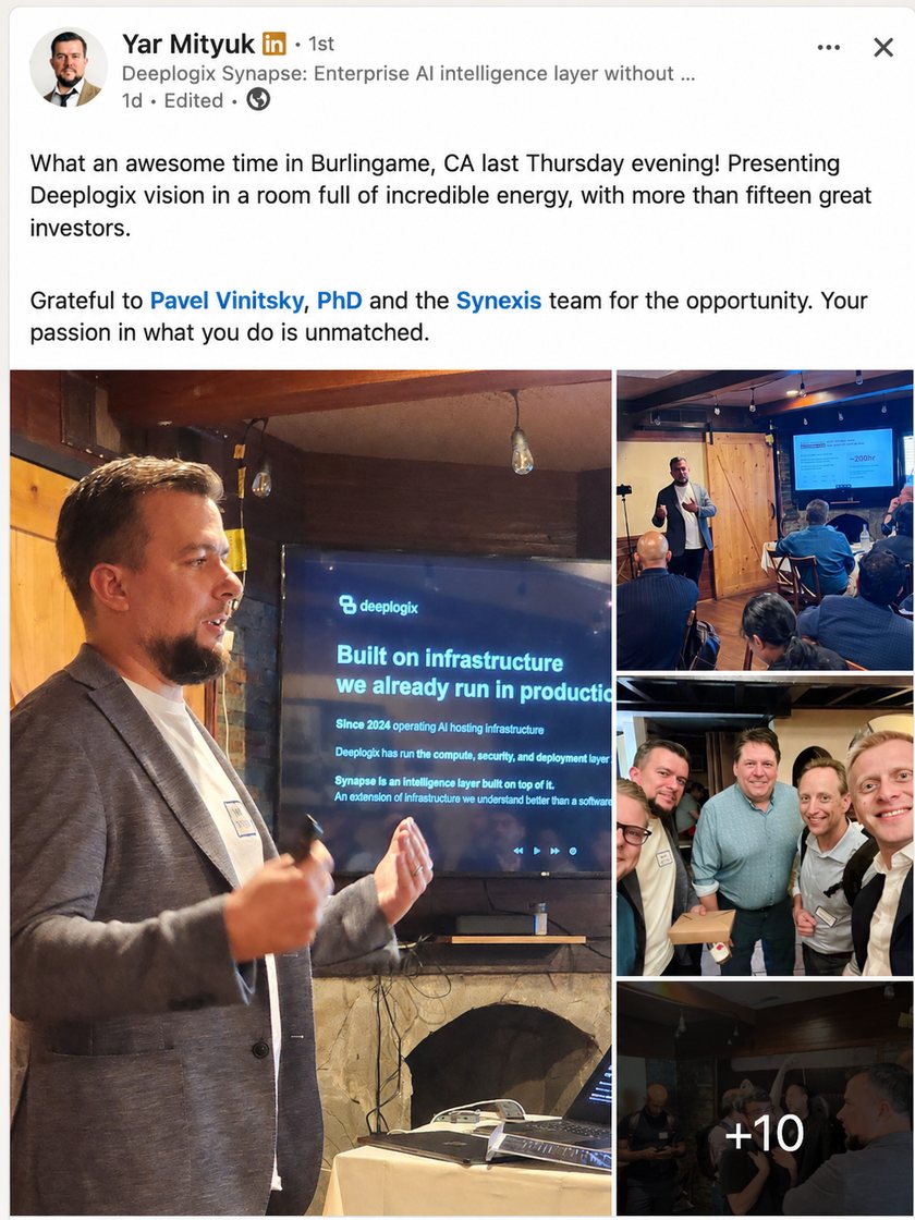 Yar Mityuk on LinkedIn about Synexis Premium